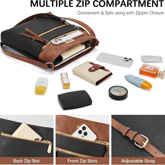 Crossbody Bags for Women Trendy Vegan Leather Purse Designer Shoulder Handbags w - Picture 4 of 6